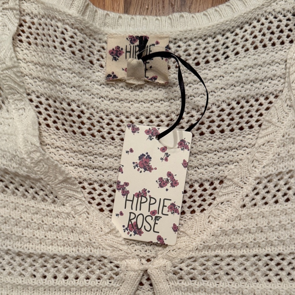 Hippie Rose Cream Knit Cardigan - Picture 2 of 3